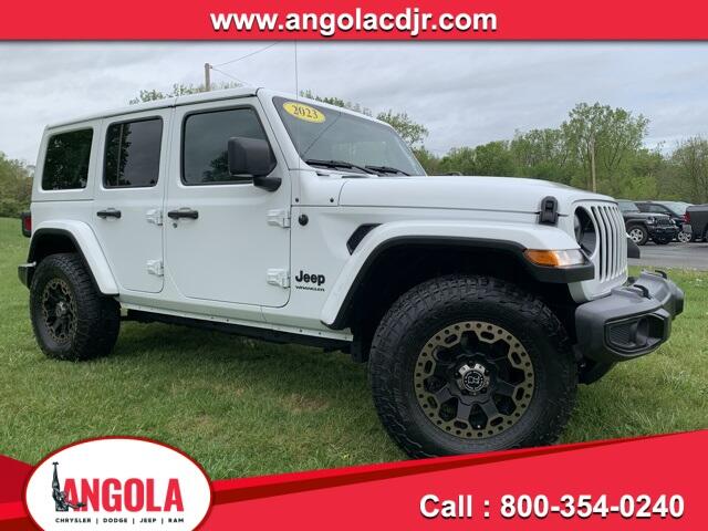 Used 2023 Jeep Wrangler 4-Door Sahara Altitude with VIN 1C4HJXEG2PW588053 for sale in Angola, IN