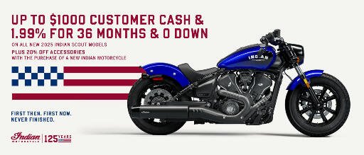 Get up to $1000 Customer Cash & 1.99% for 36 months on select 2025 Scout Models