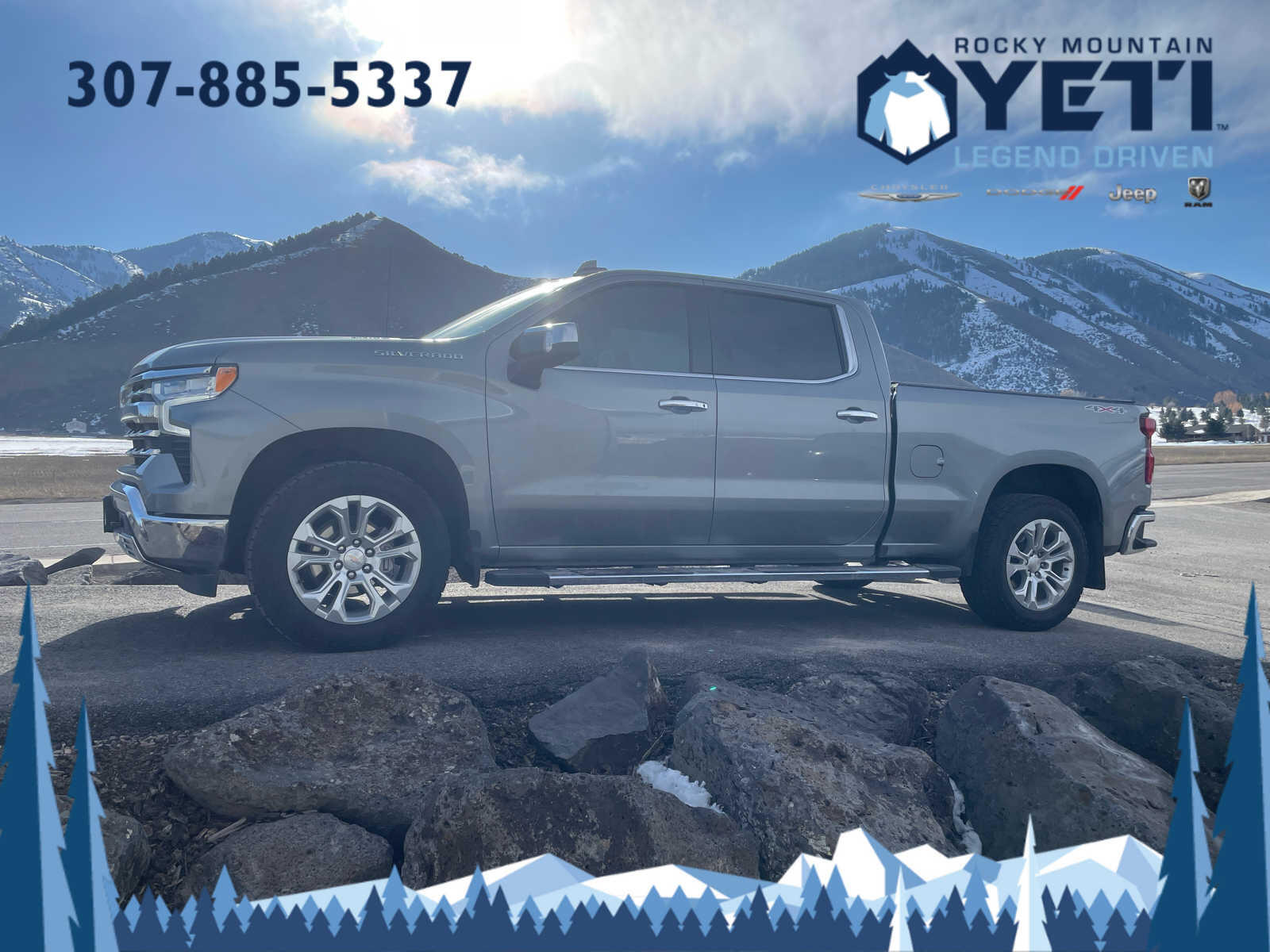 Used 2024 Chevrolet Silverado 1500 LTZ with VIN 1GCUDGE8XRZ100340 for sale in Jackson, WY