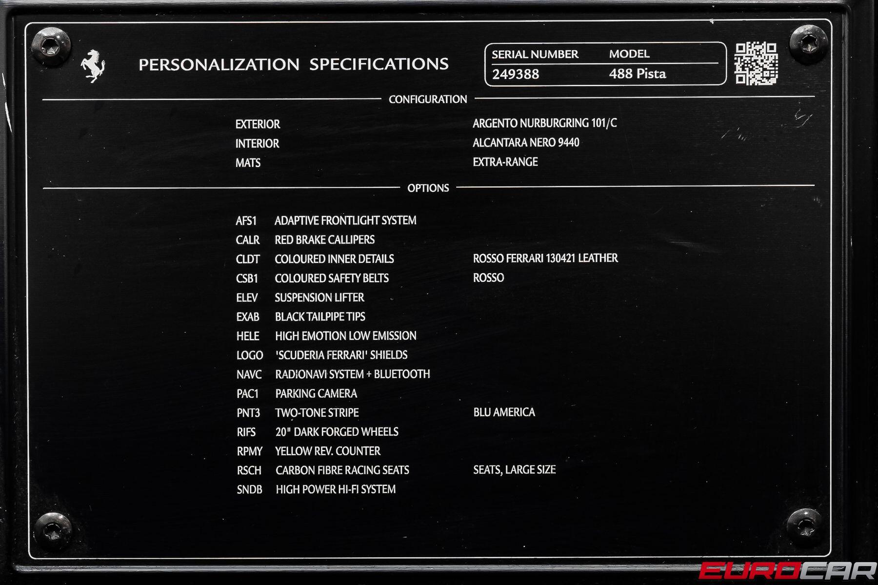 2020 Ferrari 488 Pista *HUGE CARBON INTERIOR OPTIONS * SUSPENSION LIFTER*Image 12