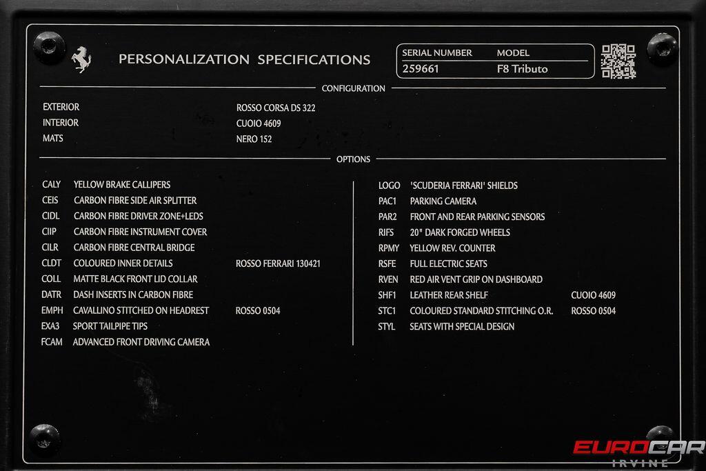 2021 Ferrari F8 Tributo *CARBON STEERING WHEEL * FULL ELECTRIC SEATS*Image 11