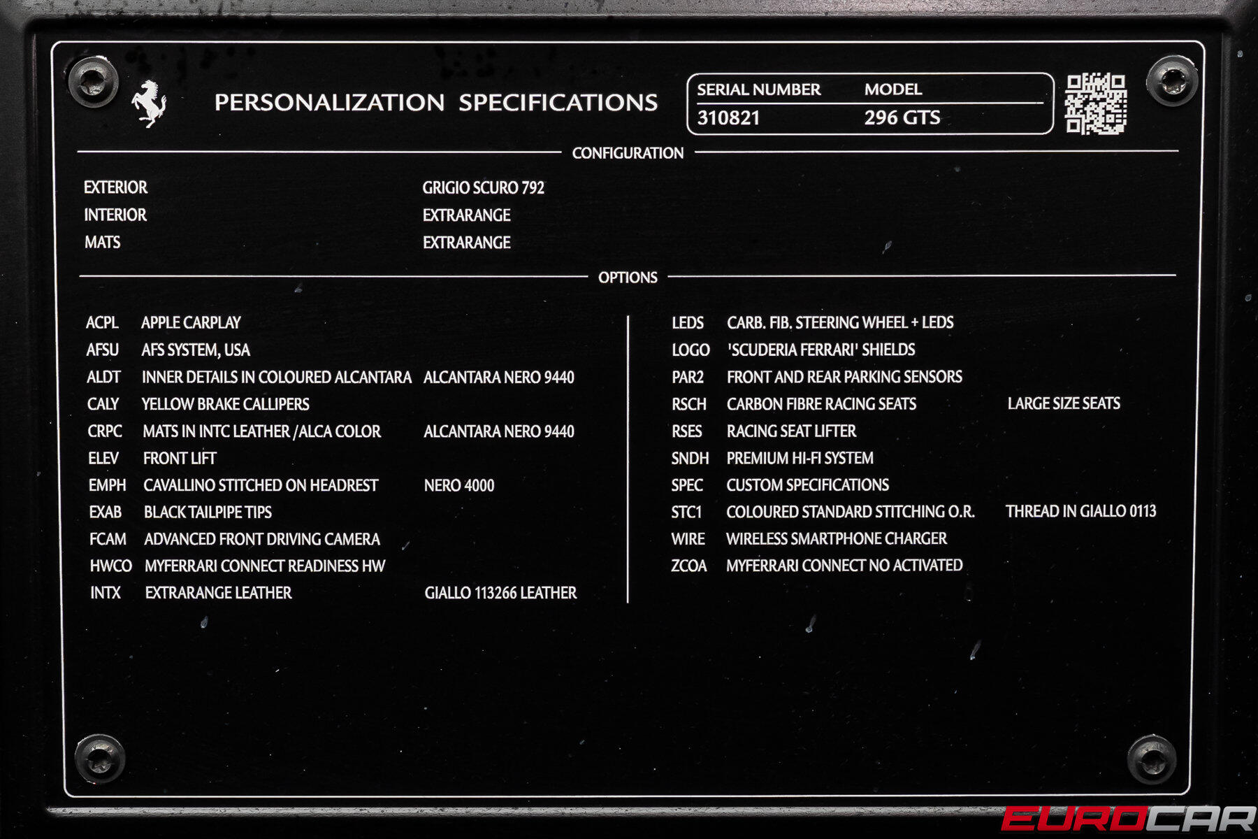 2024 Ferrari 296 GTS *CARBON RACING SEATS * PASSENGER DISPLAY*Image 13