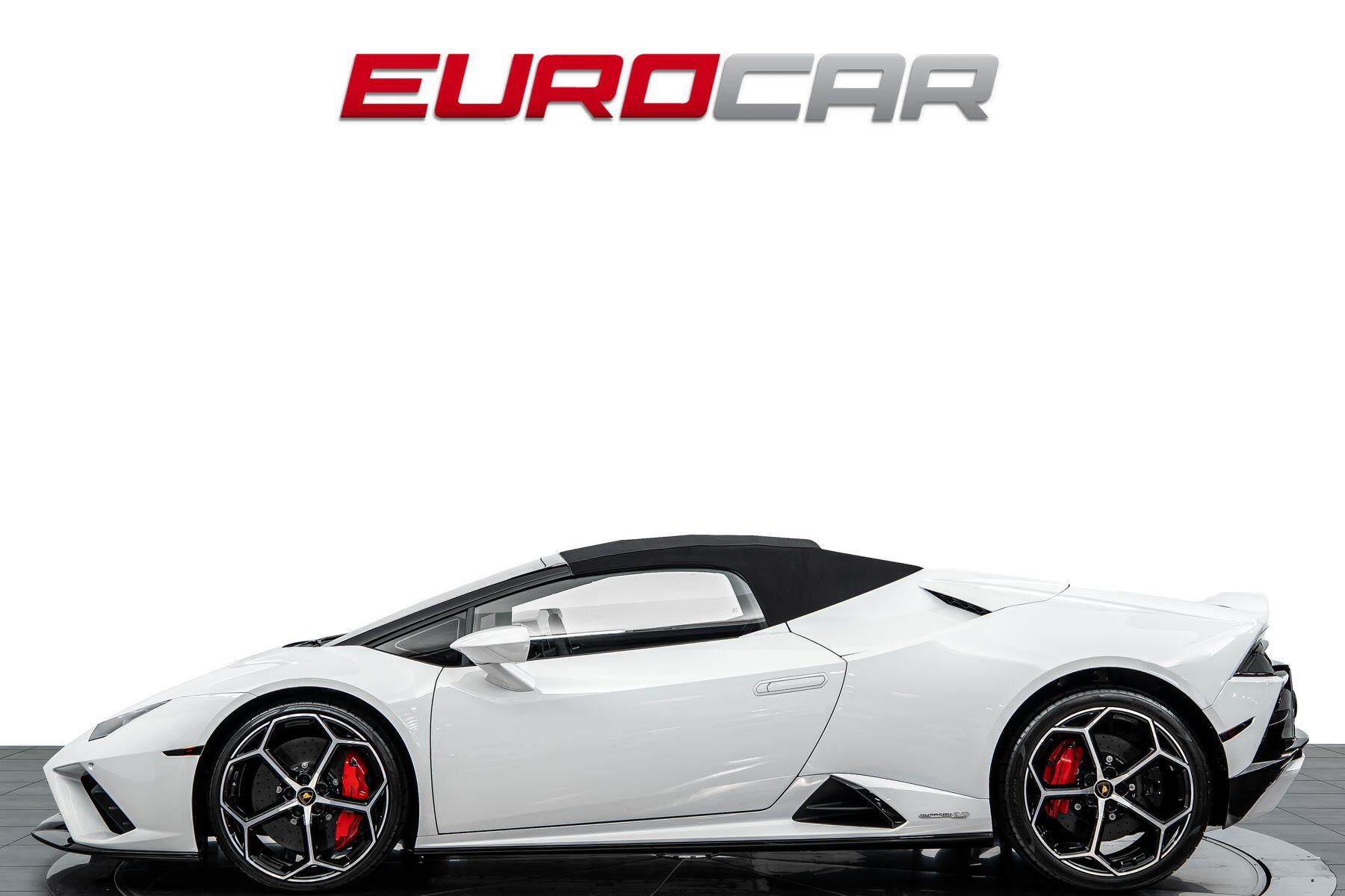 2023 Lamborghini Huracan EVO Spyder RWD *60TH ANNIVERSARY EDITION * FULL PPF* in a Bianco Icarus Metallic exterior color and Blackinterior. Eurocars OC 949-722-7121 eurocaroc.com 