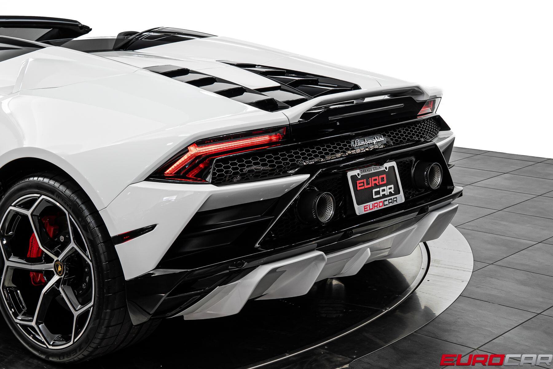 2023 Lamborghini Huracan EVO Spyder RWD *60TH ANNIVERSARY EDITION * FULL PPF* in a Bianco Icarus Metallic exterior color and Blackinterior. Eurocars OC 949-722-7121 eurocaroc.com 