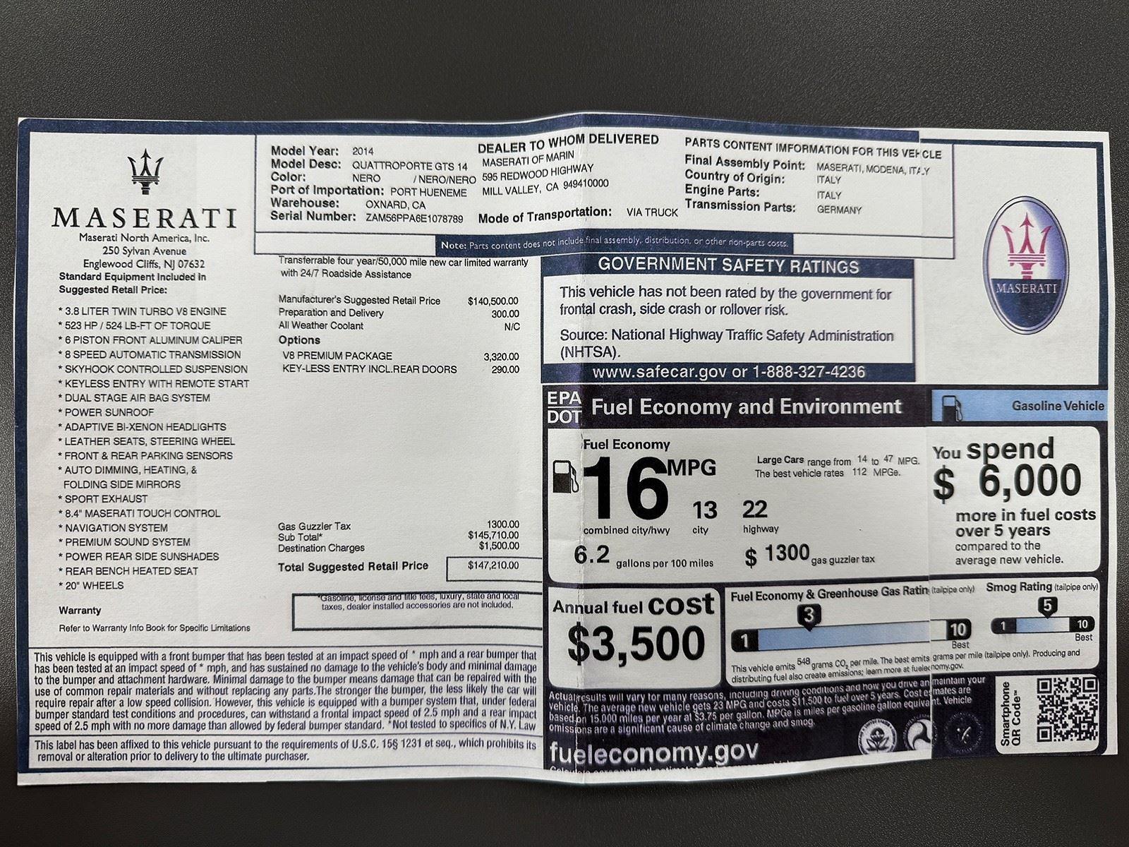 Used 2014 Maserati Quattroporte GTS